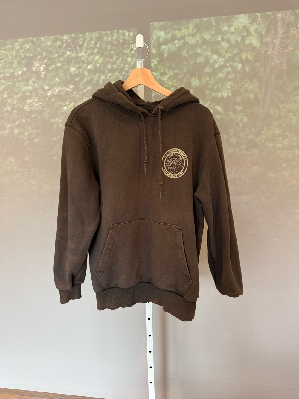 Filson Brown Crewneck Hoodie with Chest Emblem